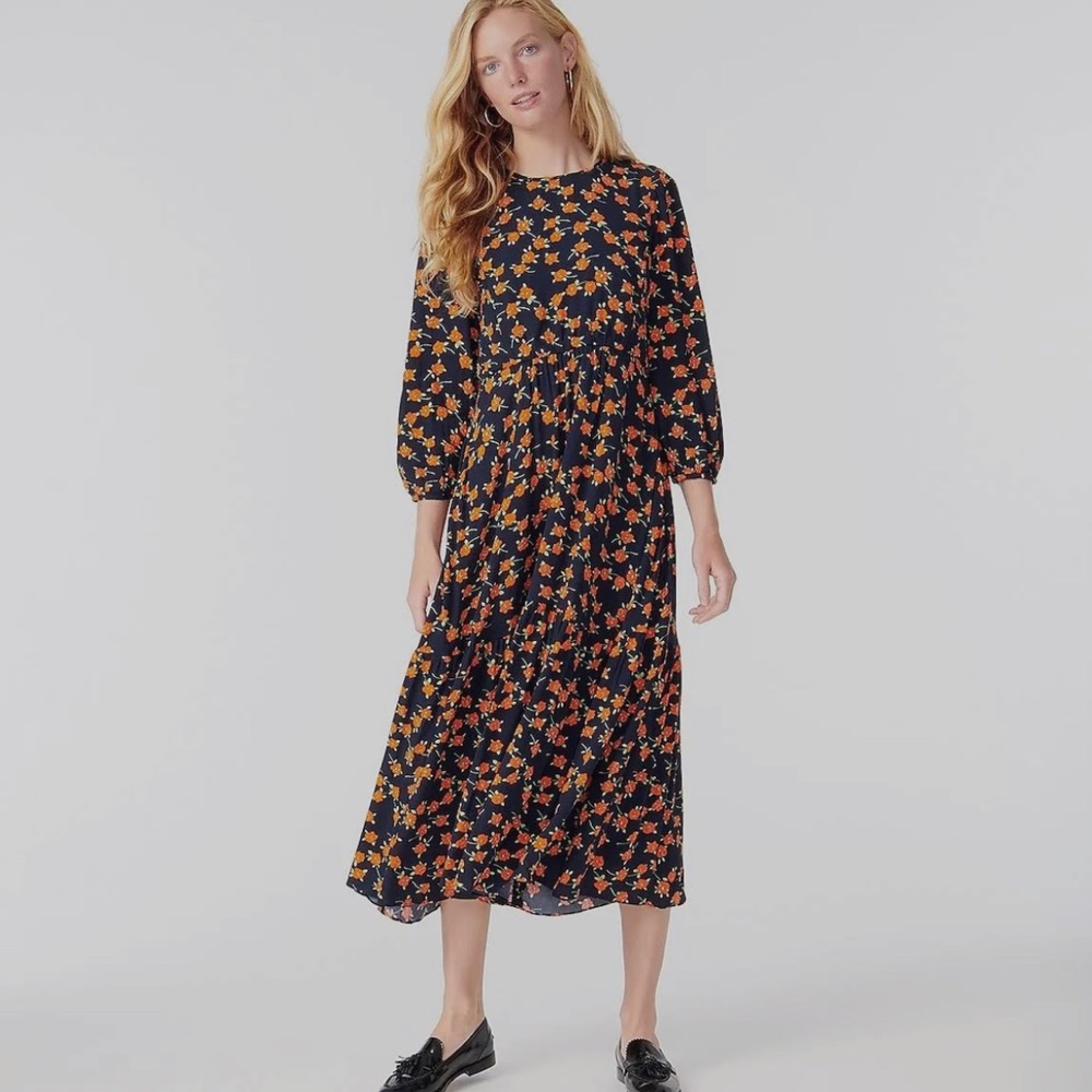 NWT J.Crew Flowy tiered midi dress in poppy fields Size 6